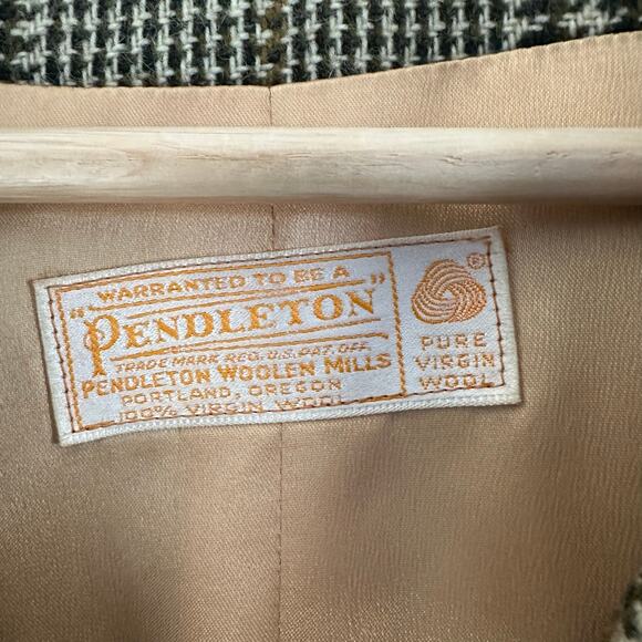 Pendleton Womens Vintage Plaid Cape 100% Wool One Size Yellow Collar Tartan - Picture 3 of 9